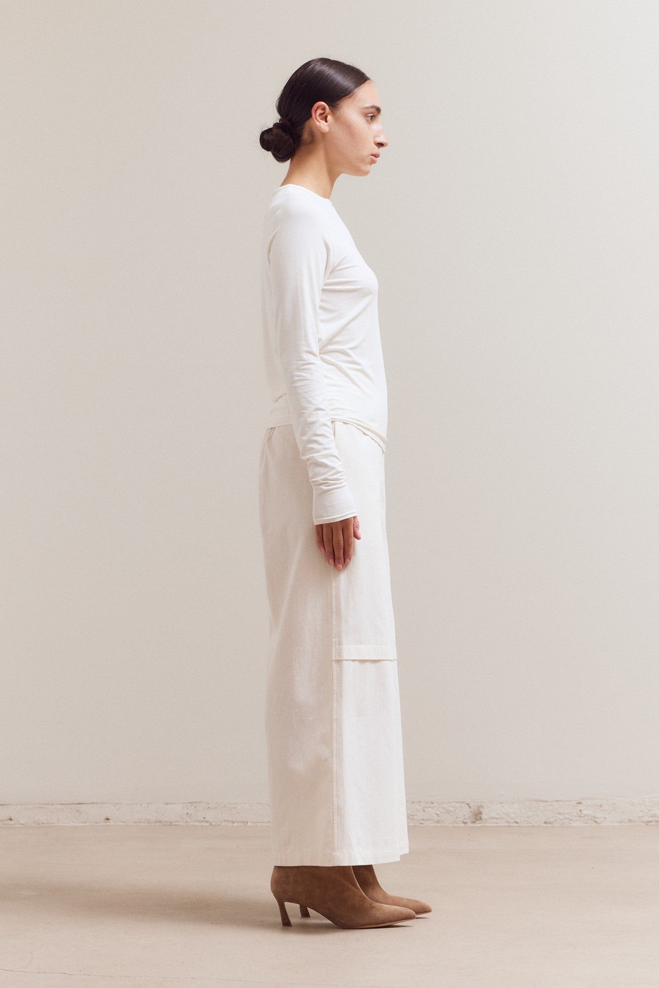 LONG SLEEVE MODAL TEE--OFF WHITE