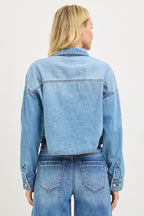 RISEN LIGHTWEIGHT BUTTON DOWN DENIM TOP/JACKET--MEDIUM