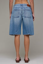 HIDDEN CLASSIC BARREL JORTS--MEDIUM WASH