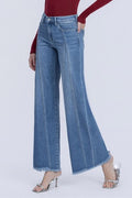 VERVET HIGH RISE FRAYED HEM EXTREME WIDE JEANS WITH PANEL