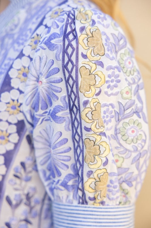 FLORAL EMBROIDERED DRESS--LAVENDER MIX
