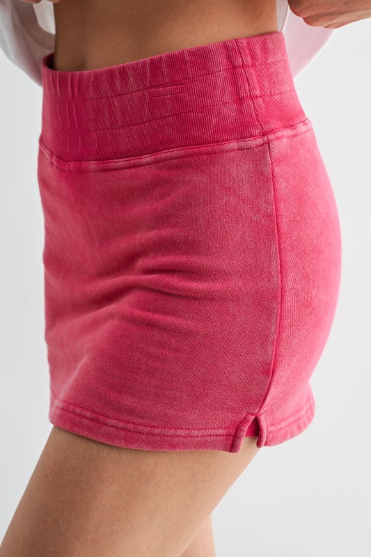MINERAL WASH SKORT--HOT PINK
