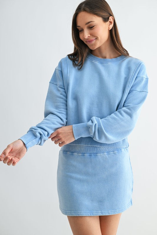 MINERAL WASH SKORT--LT. BLUE