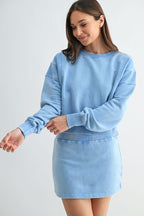 MINERAL WASH SKORT--LT. BLUE