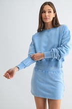 MINERAL WASH SKORT--LT. BLUE