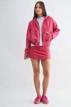 MINERAL WASH HOODIE--HOT PINK