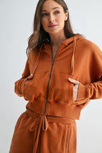 MINERAL WASH HOODIE--BURNT ORANGE