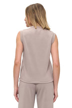 SCUBA ZIPPER DETAIL SLEEVELESS TOP--TAUPE