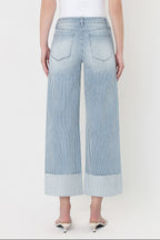 VERVET HIGH RISE CROP STRIPE WIDE LEG WITH CUFFS