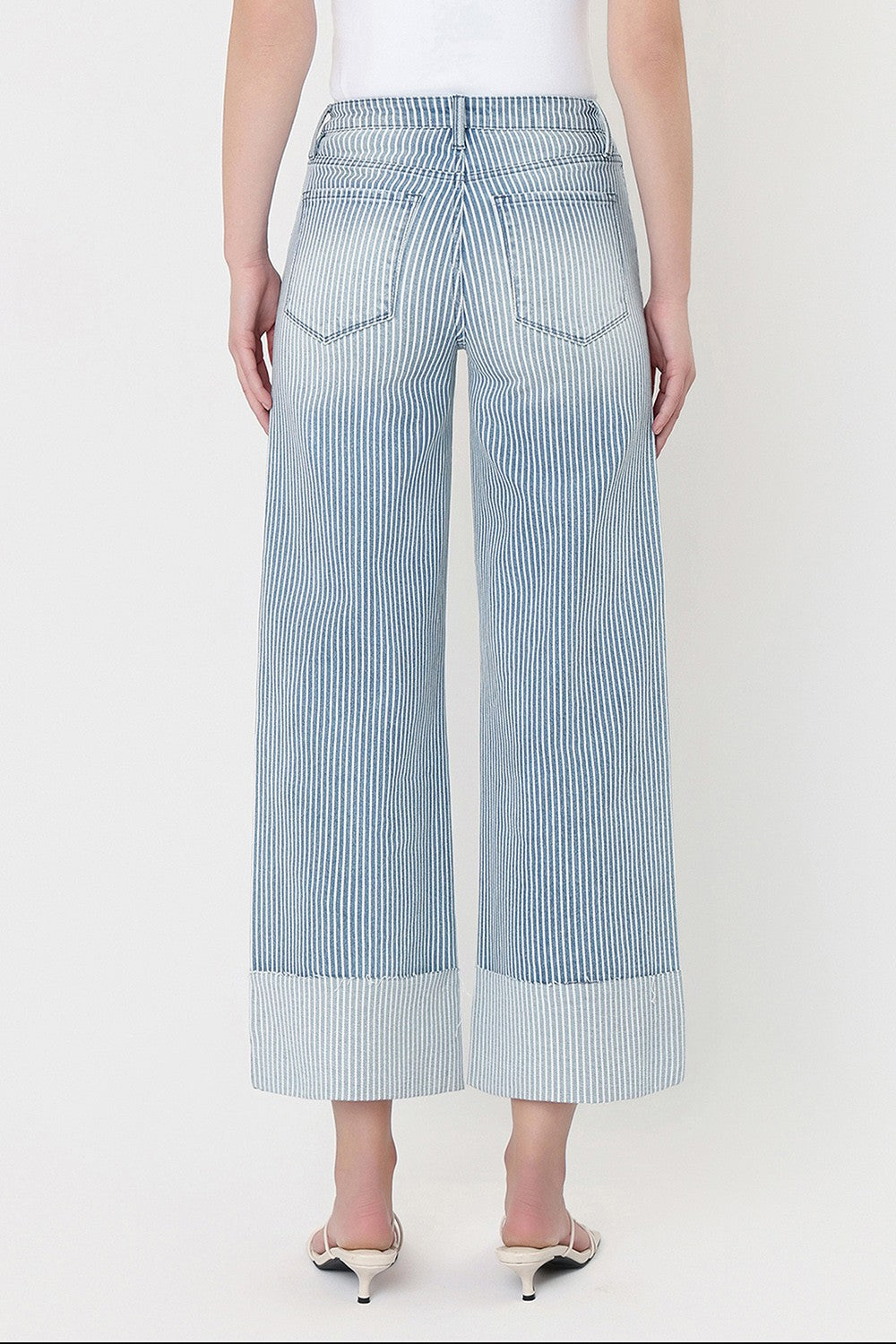 VERVET HIGH RISE CROP STRIPE WIDE LEG WITH CUFFS