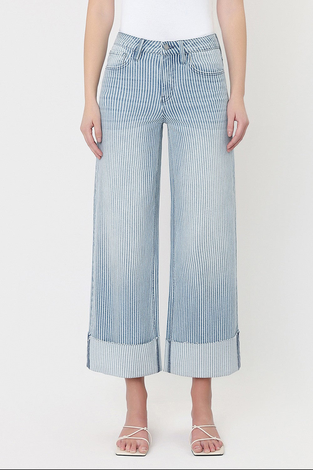 VERVET HIGH RISE CROP STRIPE WIDE LEG WITH CUFFS