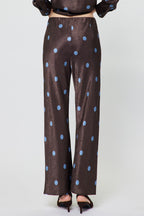 POLKA DOT ELAS. WAIST PANT--CHOCOLATE