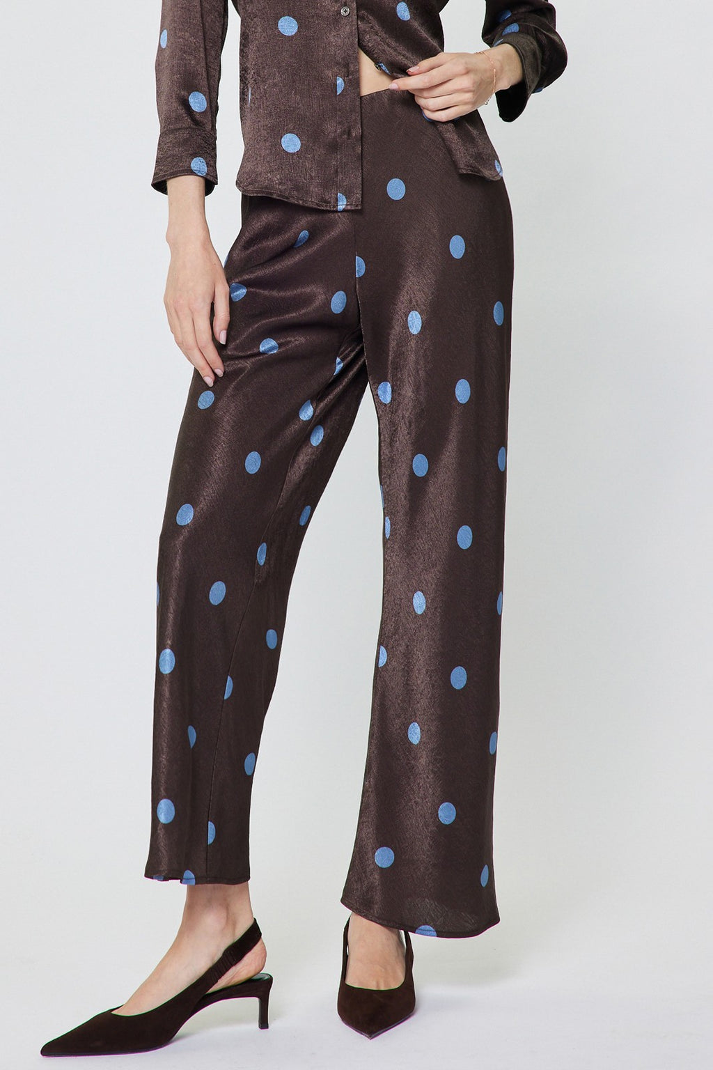 POLKA DOT ELAS. WAIST PANT--CHOCOLATE