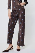 POLKA DOT ELAS. WAIST PANT--CHOCOLATE