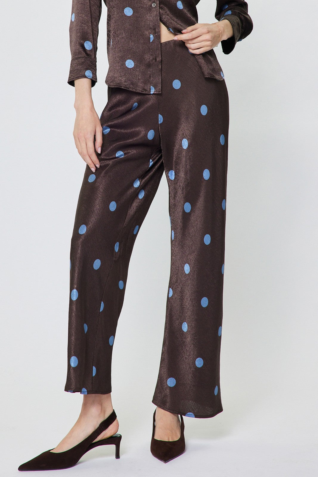 POLKA DOT ELAS. WAIST PANT--CHOCOLATE