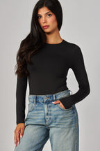 CONTOUR CREWNECK LS BODYSUIT--BLACK