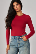 CONTOUR CREWNECK LS BODYSUIT--RED
