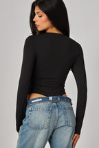 CONTOUR CREWNECK LS BODYSUIT--BLACK