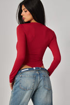 CONTOUR CREWNECK LS BODYSUIT--RED