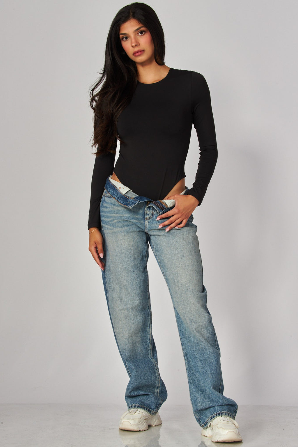 CONTOUR CREWNECK LS BODYSUIT--BLACK