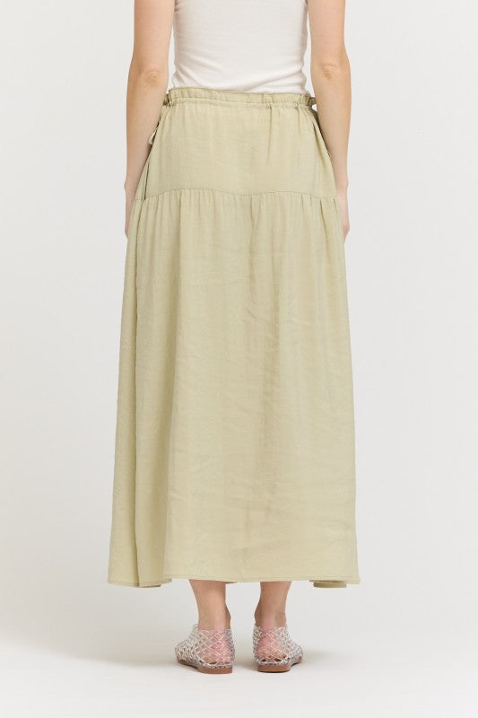 DRAWSTRING WAIST SKIRT--SAGE BRUSH