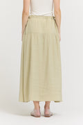 DRAWSTRING WAIST SKIRT--SAGE BRUSH
