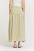 DRAWSTRING WAIST SKIRT--SAGE BRUSH