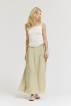 DRAWSTRING WAIST SKIRT--SAGE BRUSH