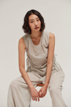 ASYMMETRICAL STRIPE TOP--NATURAL