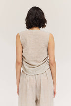 ASYMMETRICAL STRIPE TOP--NATURAL