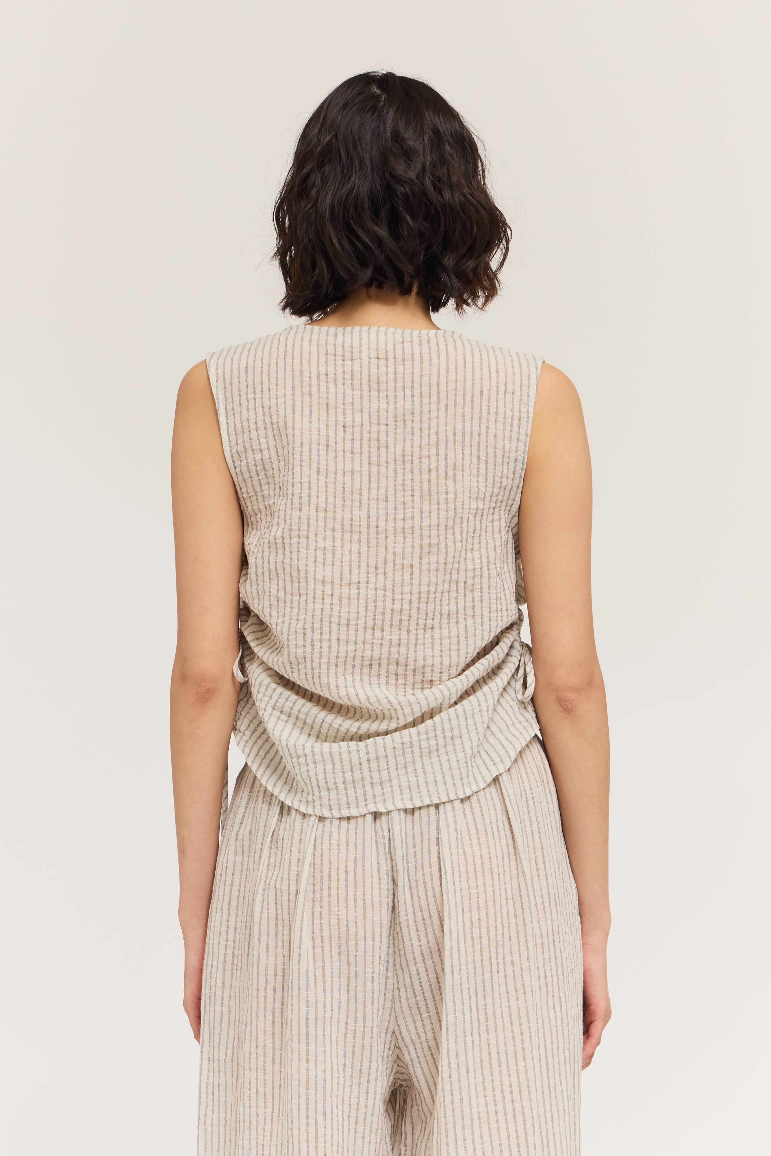 ASYMMETRICAL STRIPE TOP--NATURAL