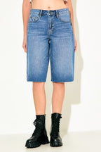 HIDDEN HIGH RISE JORTS--MEDIUM DARK WASH