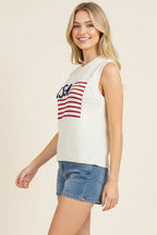 USA SLEEVELESS SWEATER TOP