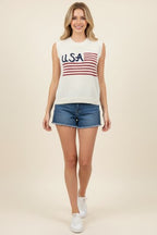 USA SLEEVELESS SWEATER TOP
