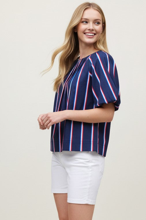 USA INSPIRED STRIPE TOP--NAVY