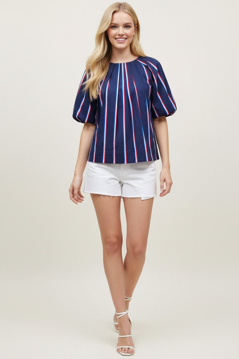 USA INSPIRED STRIPE TOP--NAVY