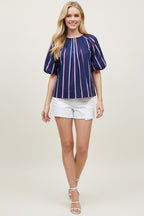 USA INSPIRED STRIPE TOP--NAVY