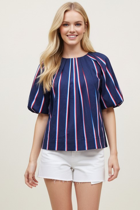 USA INSPIRED STRIPE TOP--NAVY