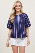 USA INSPIRED STRIPE TOP--NAVY