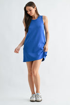 MONO B LAGUNA SCUBA SHIFT DRESS--DEEP INDIGO