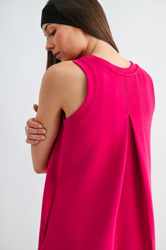 MONO B LAGUNA SCUBA SHIFT DRESS--PLUM PINK