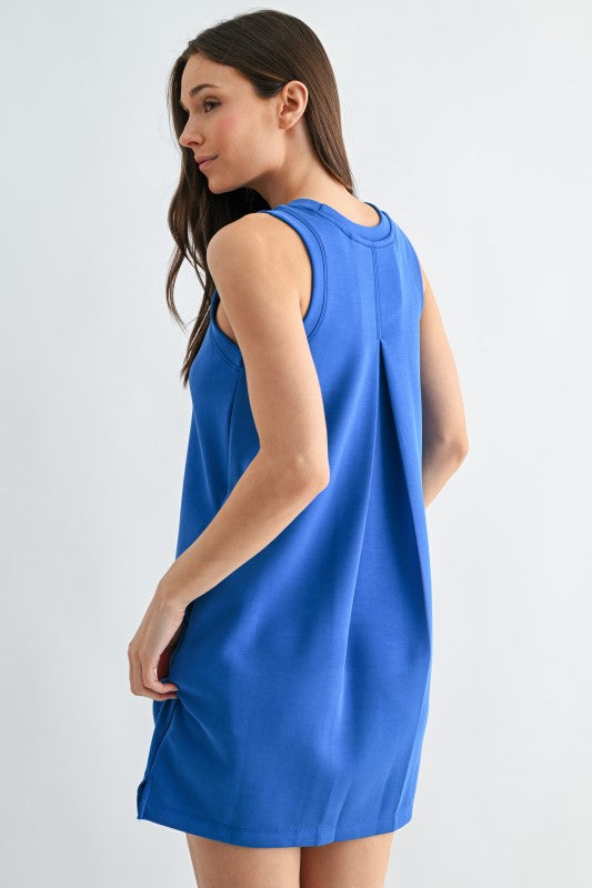 MONO B LAGUNA SCUBA SHIFT DRESS--DEEP INDIGO