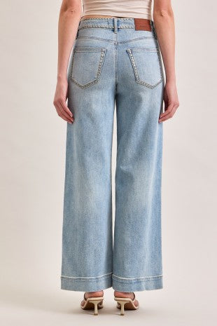 HIDDEN NORI HIGH RISE WIDE LEG JEANS--SUPER LIGHT WASH