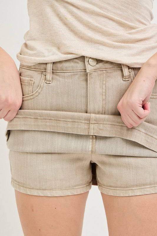 RISEN HIGH RISE SKORT--TAUPE