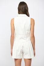 CONTRAST STITCH DETAIL ROMPER--CREAM