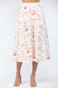 FLORAL BUTTON DOWN MIDI SKIRT--PINK MIX