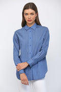 TENCEL BLUE PINSTRIPE LS BUTTON DOWN