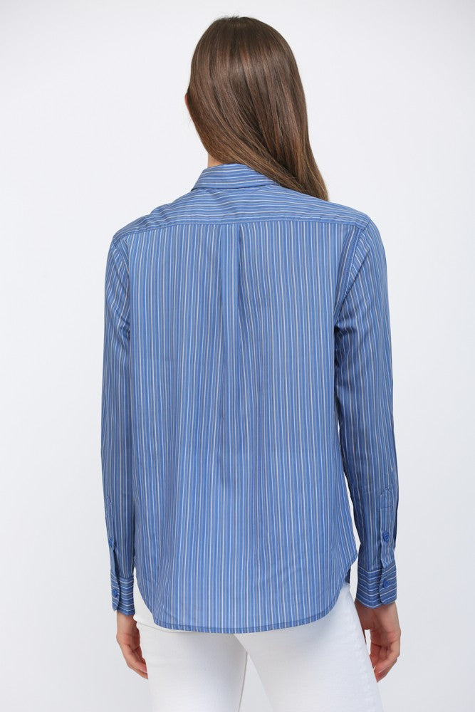 TENCEL BLUE PINSTRIPE LS BUTTON DOWN