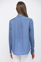 TENCEL BLUE PINSTRIPE LS BUTTON DOWN