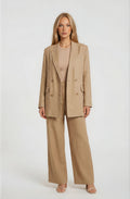 WIDE LEG CASUAL PANT--CAMEL
